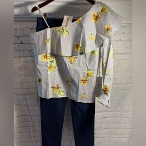 Basic Edition Blue Women's Pull-on Super Stretch Pant with shirt bundle